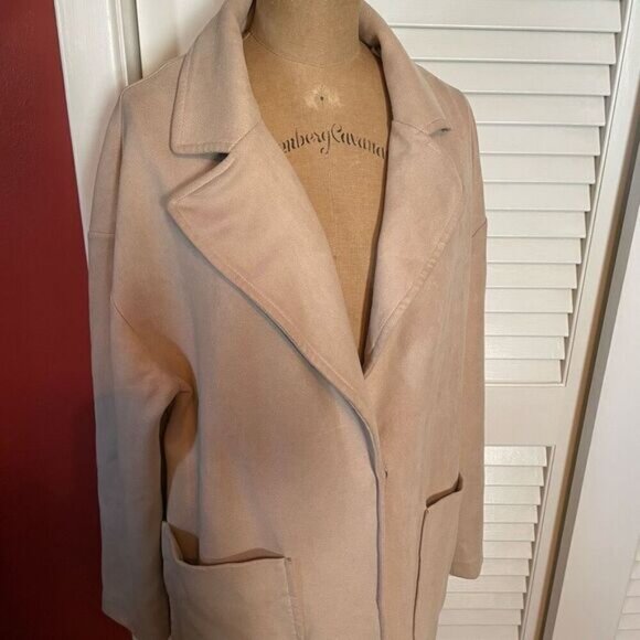 ZARA | tan/cream long coat M - Picture 2 of 11